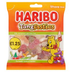 HARIBO Tangfastics Fruit & Cola Flavour Fizzy Jelly Sweets Sharing Bag 140g