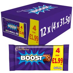 Cadbury Boost Chocolate Bar 4 Pack Multipack £1.99 PMP 126g