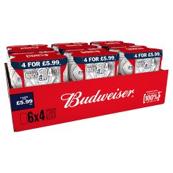 Budweiser Lager Beer Cans 6x4x440ml
