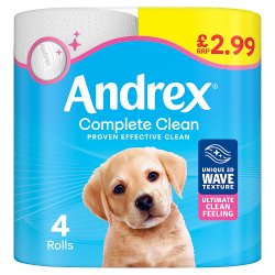 Andrex Complete Clean Toilet Tissues 4 Rolls PMP £2.99
