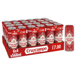 Cruzcampo Sevilla Lager Beer 4.4% ABV Can 4x568ml Pint PMP £7.00