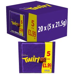 Cadbury Twirl Chocolate Bar 5 Pack Multipack £1.99 PMP 107.5g