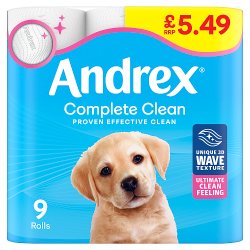 Andrex Complete clean Toilet Tissue 9 Roll £5.49 PMP