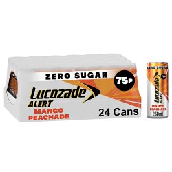 Lucozade Alert Zero Mango & Peach Caffeine Energy Drink 250ml PMP 75p