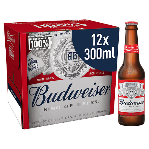 Budweiser Lager Beer Bottles 12x300ml