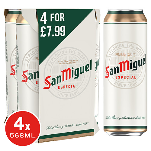 San Miguel Premium Lager Beer Cans 4x568ml